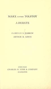 Cover of: Marx versus Tolstoy: a debate