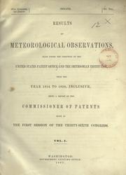 Cover of: Results of meteorological observations by United States. Patent Office, United States. Patent Office