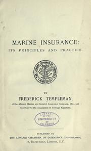 Marine insurance by Frederick Templeman