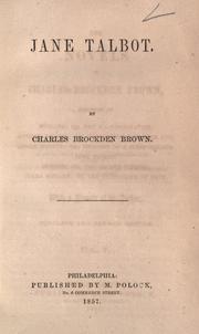 Cover of: Jane Talbot. by Charles Brockden Brown