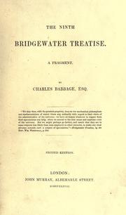 Cover of: The ninth Bridgewater treatise. by Charles Babbage