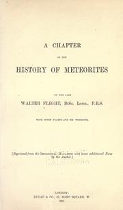 Cover of: A chapter in the history of meteorites by Walter Flight