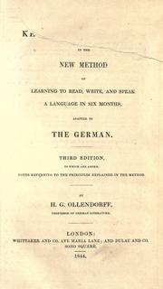 Cover of: Key to the exercises in the new method of learning to read, write, and speak a language in six months by Ollendorff, H. G.