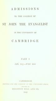 Admissions to the college of St. John the Evangelist in the University of Cambridge by St. John's College (University of Cambridge)