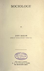 Cover of: Sociology by Bascom, John