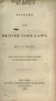 Cover of: History of the British corn-laws