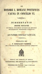 Cover of: De Honorii I. romani pontificis causa in Concilio VI.: dissertatio