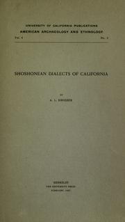 Cover of: Shoshonean dialects of California. by A. L. Kroeber