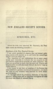 Cover of: Dinner of the New England Society
