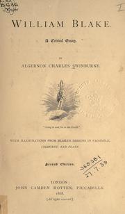 Cover of: William Blake. by Algernon Charles Swinburne