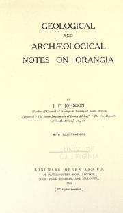 Cover of: Geological and archaeological notes on Orangia