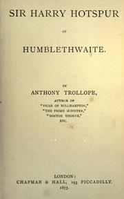 Sir Harry Hotspur of Humletwaite by Anthony Trollope