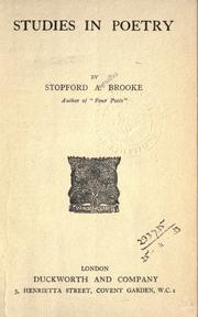 Studies in poetry by Brooke, Stopford Augustus