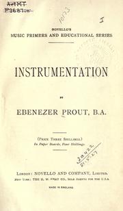 Cover of: Instrumentation. by Ebenezer Prout, Ebenezer Prout