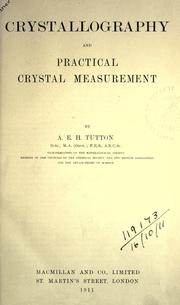 Cover of: Crystallography and practical crystal measurement.