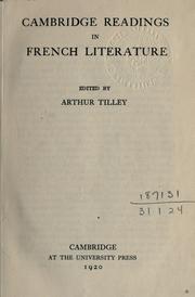 Cover of: Cambridge readings in French literature.