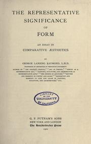 Cover of: The representative significance of form by George Lansing Raymond