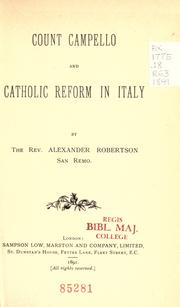 Cover of: Count Campello and Catholic reform in Italy
