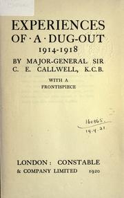 Cover of: Experiences of a dug-out, 1914-1918.