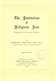 Cover of: The foundation of religious fear by Hermann Gollancz, Hermann Gollancz