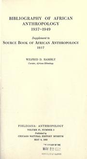 Cover of: Bibliography of African anthropology: supplement to Source Book of African Anthropology, 1937