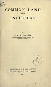 Cover of: Common land and inclosure.