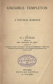 Cover of: Onesimus Templeton: a psychical romance