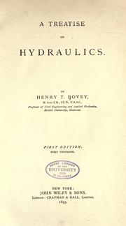 Cover of: A treatise on hydraulics by Bovey, Henry T.