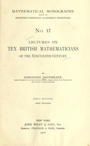 Lectures on ten British physicists of the nineteenth century by Alexander Macfarlane