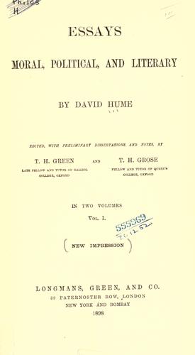 david hume essays moral political and literary summary