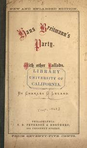 Cover of: Hans Breitmann's party by Charles Godfrey Leland, Charles Godfrey Leland