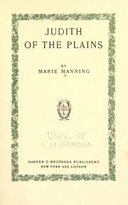Cover of: Judith of the plains by Manning, Marie.