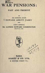 Cover of: War pensions by Parry, Edward Abbott Sir, Parry, Edward Abbott Sir