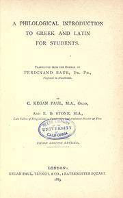 Cover of: A philological introduction to Greek and Latin for students