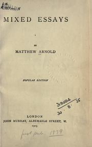 Cover of: Mixed essays by Matthew Arnold