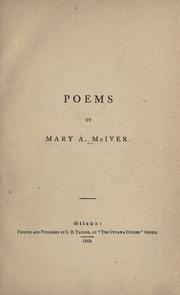 Cover of: Poems by Mary A. McIver