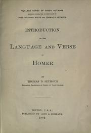 Cover of: Introduction to the language and verse of Homer. by Thomas D. Seymour, Thomas D. Seymour