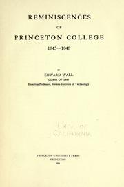 Cover of: Reminiscences of Princeton College, 1845-1848