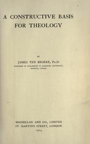 Cover of A constructive basis for theology by Ten Broeke, James