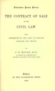 Cover of: The contract of sale in the civil law: with referencesto the laws of England, Scotland and France.