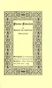 Cover of: Prose fancies by Richard Le Gallienne