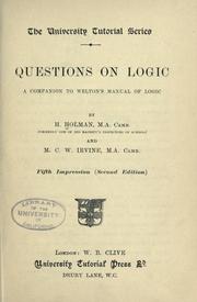 Cover of: Questions on logic: a companion to Welton's Manual of logic
