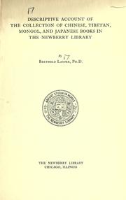 Cover of: Descriptive account of the collection of Chinese, Tibetan, Mongol, and Japanese books in the Newberry library