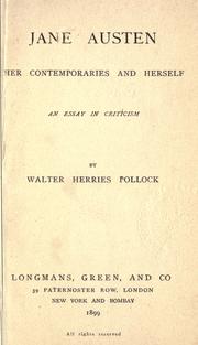 Cover of: Jane Austen, her contemporaries and herself: an essay in criticism.