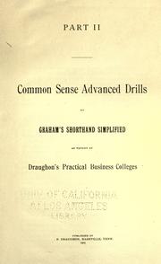 Cover of: Common sense advanced drills on Graham's shorthand simplified. by 
