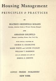 Cover of: Housing management, principles & practices by Beatrice Greenfield Rosahn