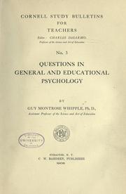 Cover of: Questions in general and educational psychology