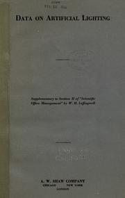 Cover of: Data on artificial lighting by by W.H. Leffingwell.