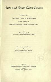 Ants and some other insects by Auguste Forel, William Morton Wheeler