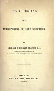 Cover of: St. Augustine as an interpreter of Holy Scripture.